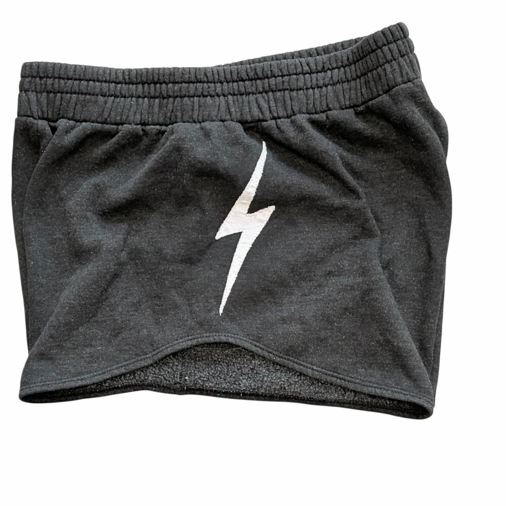 Aviator Nation Bolt Stitch Club Shorts Charcoal Black /White Lightning Large